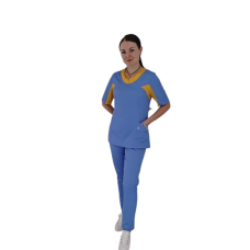 Рабочий женский костюм, голубой с желтым