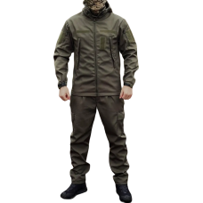 Тактический водонепроницаемый и утепленный костюм Олива SoftShell