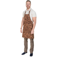 Фартук HORECA (ХОРЕКА) с нагрудником PRINT coffee beans (кофейные зерна)